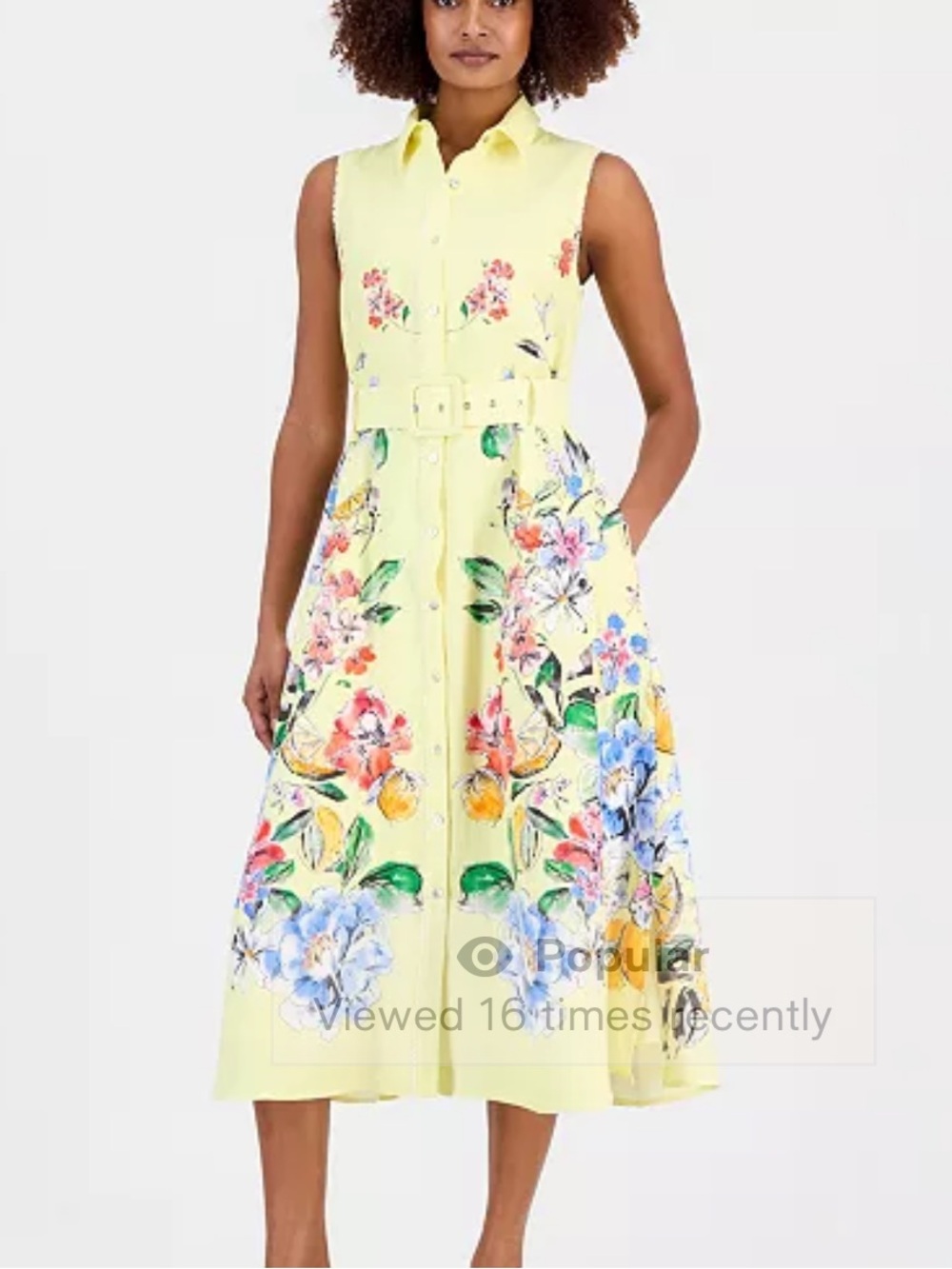 T Tahari🔥  Sicilian Garden Sleeveless Belted Shirtdress